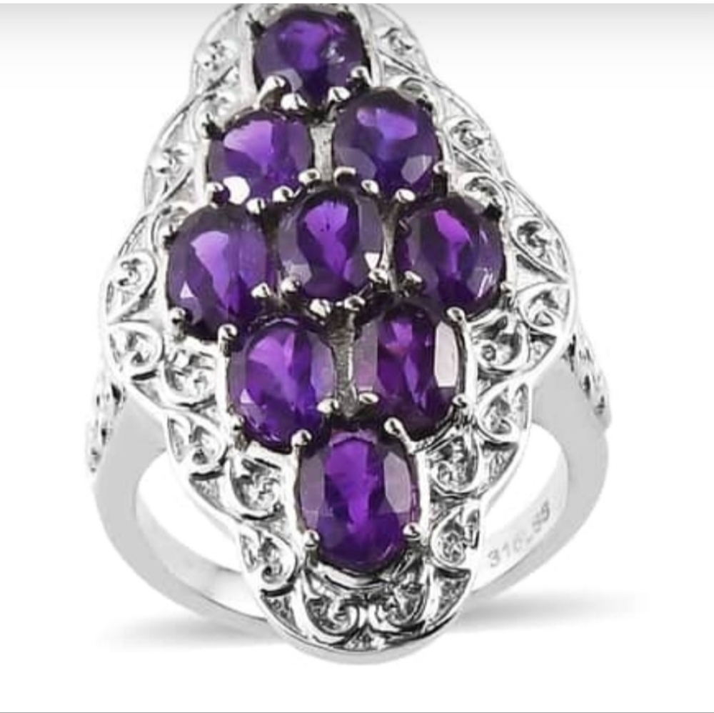 🆕️SIZE 6 GENUINE AMETHYST RING IN STAINLESS STEEL - FASHION RING - Picture 2 of 9